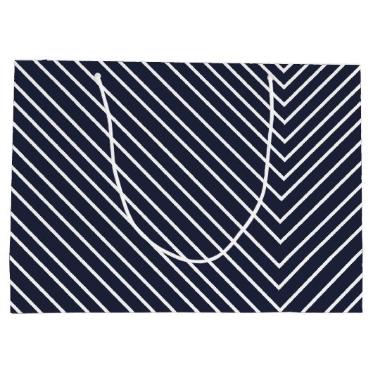 Chevron marine en wit groot cadeauzakje (Achterkant)