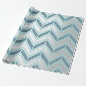 Chevron Metallic Graphite Silver Tiffany Navy Blue Cadeaupapier (Uitgerold)