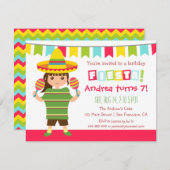Chevron Mexican Fiesta Kids Birthday Party Kaart (Voorkant / Achterkant)