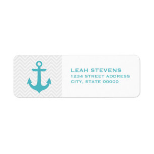 Chevron & Mint Nautical Return Address Labels