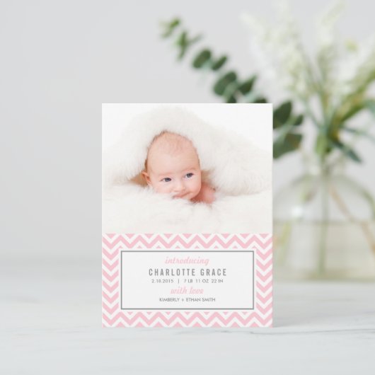 CHEVRON Moderne Geboorteaankondiging Aankondigingskaart (Staand voorkant)