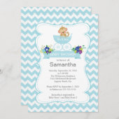 Chevron Monkey In Carriage Boys Baby shower Kaart (Voorkant / Achterkant)