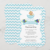 Chevron Monkey In Carriage Boys Baby shower Kaart (Voorkant / Achterkant)