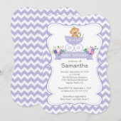 Chevron Monkey In Carriage Girls Baby shower Kaart (Voorkant / Achterkant)