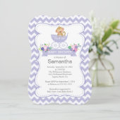 Chevron Monkey In Carriage Girls Baby shower Kaart (Staand voorkant)