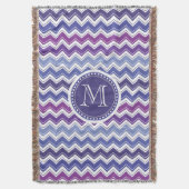 Chevron Monogram Blue en Paarse Zigzag Deken (Voorkant Verticaal)