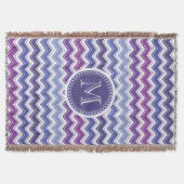Chevron Monogram Blue en Paarse Zigzag Deken (Voorkant)