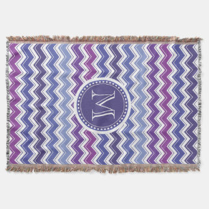 Chevron Monogram Blue en Paarse Zigzag Deken
