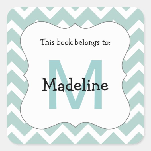 Chevron Monogram Boek bord Sticker aqua (Voorkant)