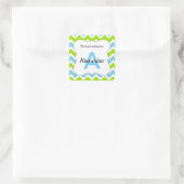 Chevron Monogram Boekplaat Sticker blauw groen (Tas)