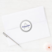 Chevron Monogram Boekplaat Sticker grijs marine (Envelop)