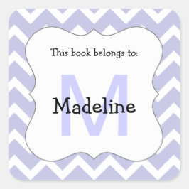 Chevron Monogram Boekplaat Sticker lavendel