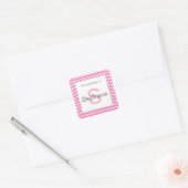 Chevron Monogram Boekplaat Sticker roze en grijs (Envelop)
