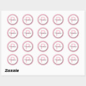 Chevron Monogram Boekplaat Sticker roze wit (Vel)