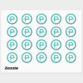 Chevron Monogram Boekplaat Sticker turquoise blauw (Vel)