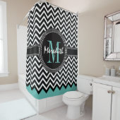 Chevron Monogram Classic Zee Green Douchegordijn (In situ)