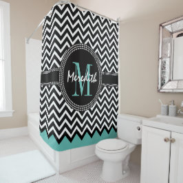 Chevron Monogram Classic Zee Green Douchegordijn