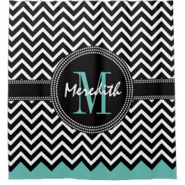 Chevron Monogram Classic Zee Green Douchegordijn