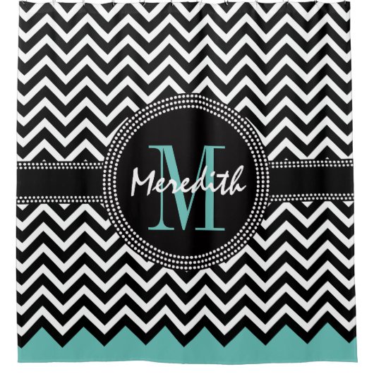 Chevron Monogram Classic Zee Green Douchegordijn (Voorkant)