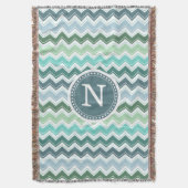 Chevron Monogram Green Modern Zigzag Deken (Voorkant Verticaal)