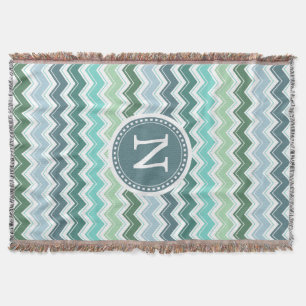 Chevron Monogram Green Modern Zigzag Deken