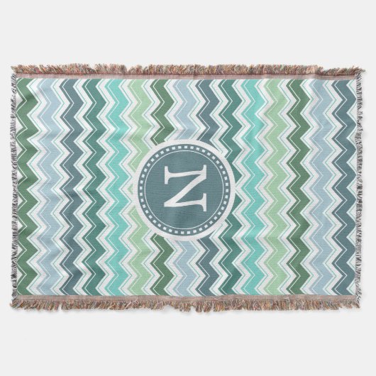 Chevron Monogram Green Modern Zigzag Deken (Voorkant)