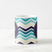 Chevron Monogram Navy Blue Cream Koffiemok (Center)