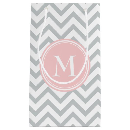 Chevron Monogram Pink en Gray Klein Cadeauzakje (Voorkant)