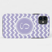 Chevron Monogram Retro Paars en White Case-Mate iPhone Case (Achterkant (horizontaal))
