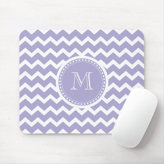 Chevron Monogram Retro Paars en White Muismat (Met muis)