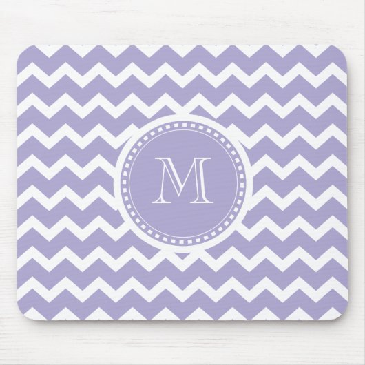 Chevron Monogram Retro Paars en White Muismat (Voorkant)