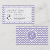 Chevron Monogram Retro Paars en White Visitekaartje (Voorkant / Achterkant)