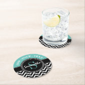 Chevron Monogrammed Elegant Birthday Party Ronde Kartonnen Onderzetter (Insitu)
