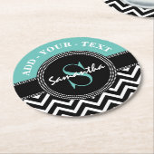 Chevron Monogrammed Elegant Birthday Party Ronde Kartonnen Onderzetter (Gebogen)