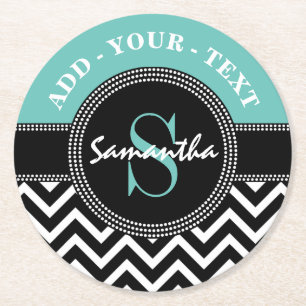 Chevron Monogrammed Elegant Birthday Party Ronde Kartonnen Onderzetter