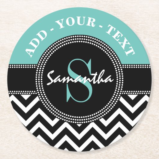 Chevron Monogrammed Elegant Birthday Party Ronde Kartonnen Onderzetter (Voorkant)