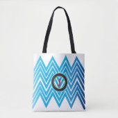 Chevron Monogrammed Ice Blue Canvas tas (Voorkant)