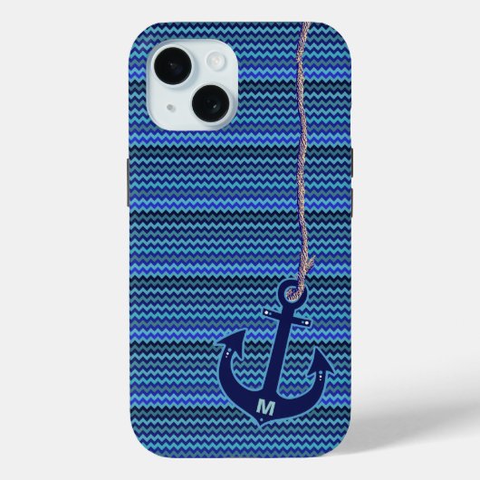 chevron nautical blue anchor Case-Mate iPhone case (Achterkant)