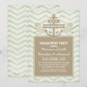 Chevron nautische anker verlovingsfeest nodigt uit kaart (Voorkant / Achterkant)