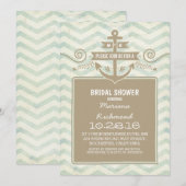 Chevron nautische anker vrijgezellenfeest nodigt u kaart (Voorkant / Achterkant)