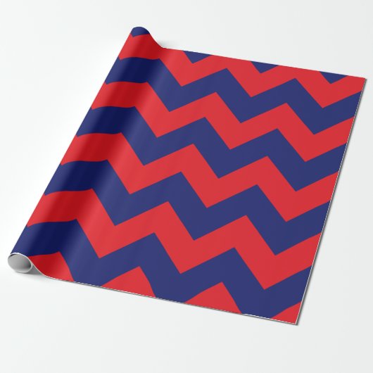 Chevron | Navy blauw & rood | Willekeurig type/wil Cadeaupapier (Uitgerold)