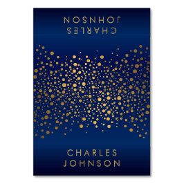 Chevron Navy Blue & Gold Confetti Stippen Place Ca Kaart