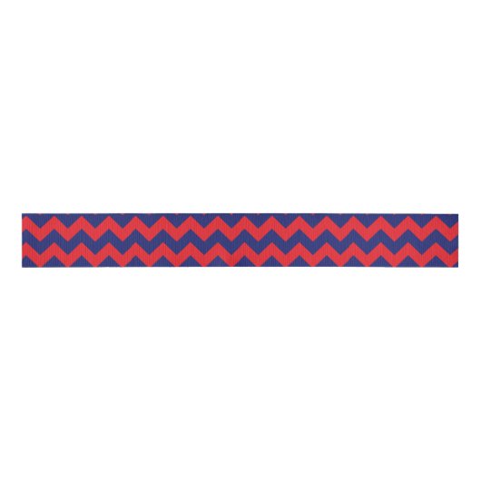 Chevron (Navy Blue & Red) Grosgrain lint (Voorkant)