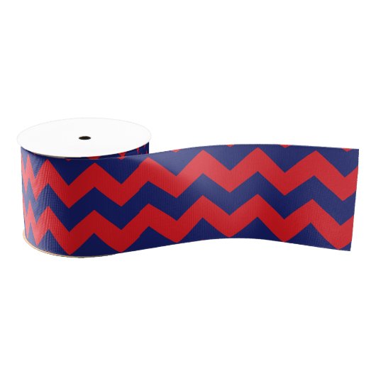 Chevron (Navy Blue & Red) Grosgrain lint (Spoel)