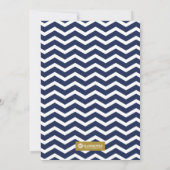 Chevron Navy en Gold Baby shower Invitation Kaart (Achterkant)