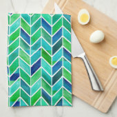 Chevron Navy Leaf Theedoek (Quarter Fold)