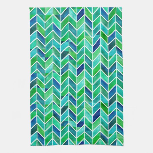 Chevron Navy Leaf Theedoek (Verticaal)