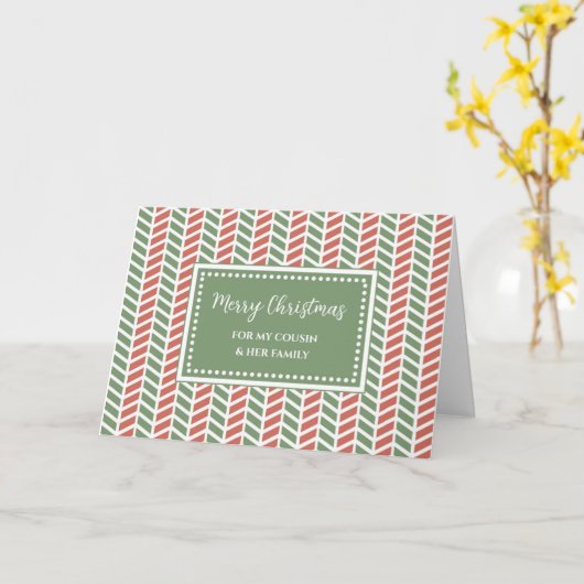 Chevron neef en familie vrolijk kerstfeest kaart (Gele Bloem)