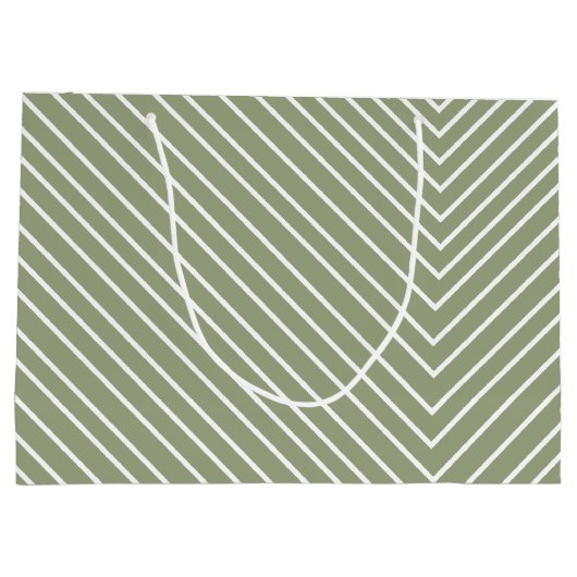 Chevron olijfgroen en wit groot cadeauzakje (Achterkant)