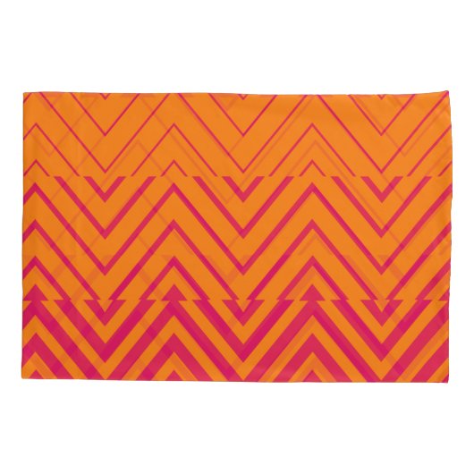 Chevron Ombre Stencil | oranje warm roze Kussensloop (Achterkant)